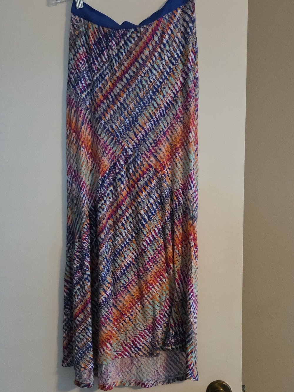 Colorful Diagonal Print Maxi Skirt - Flowy Multicolor